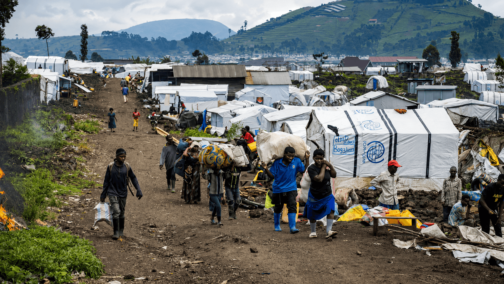 Camp de déplacés internes à Goma — des millions de Congolais fuient les violences